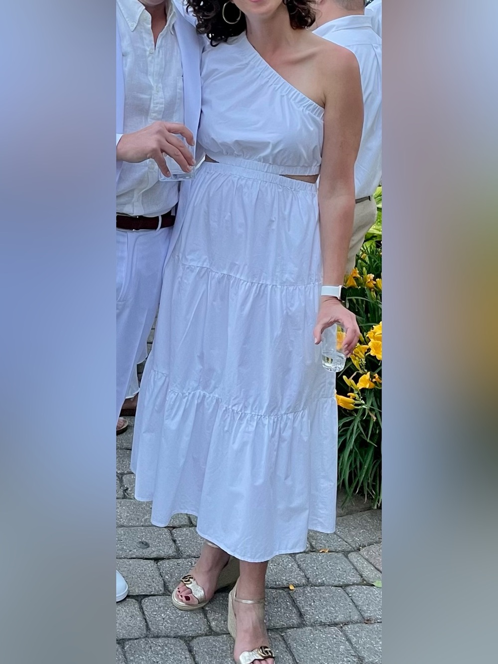 The Drop White One-Shoulder Cutout Maxi Dress
